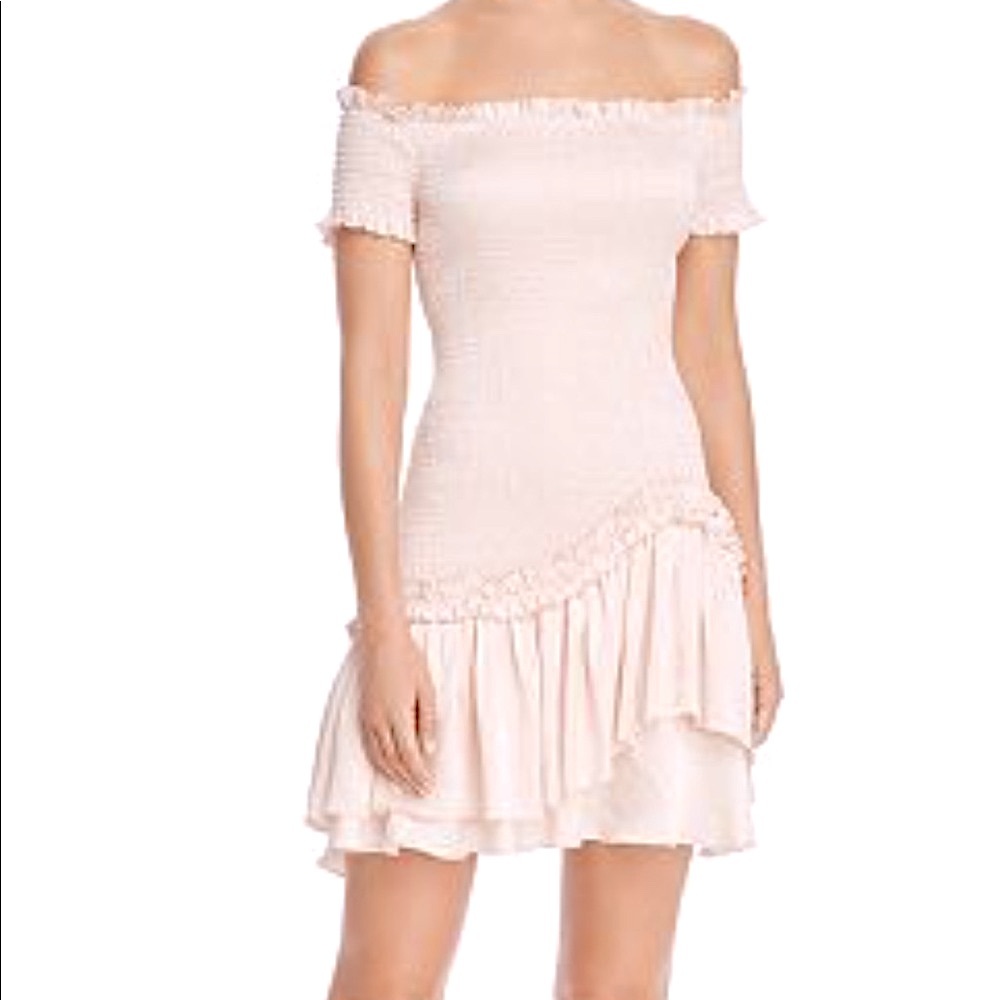 Donna Milani light rose gathered satin dress NWT XS